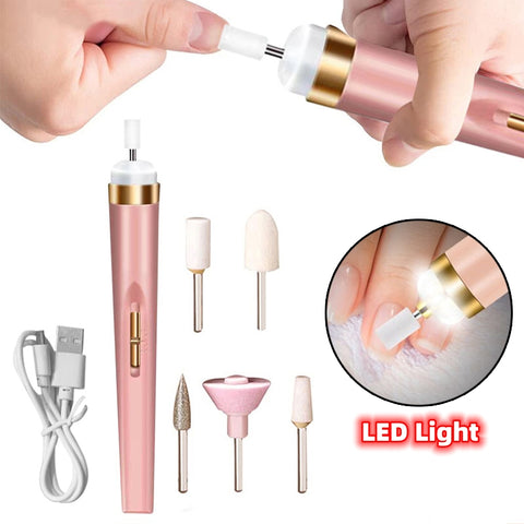 5 in 1 Electric Manicure Set-Nail Drill Polisher-Cordless USB Rechargeable With LED. 5 in 1 Electric Manicure Set-Nail Drill Polisher-Cordless USB Rechargeable With LED.